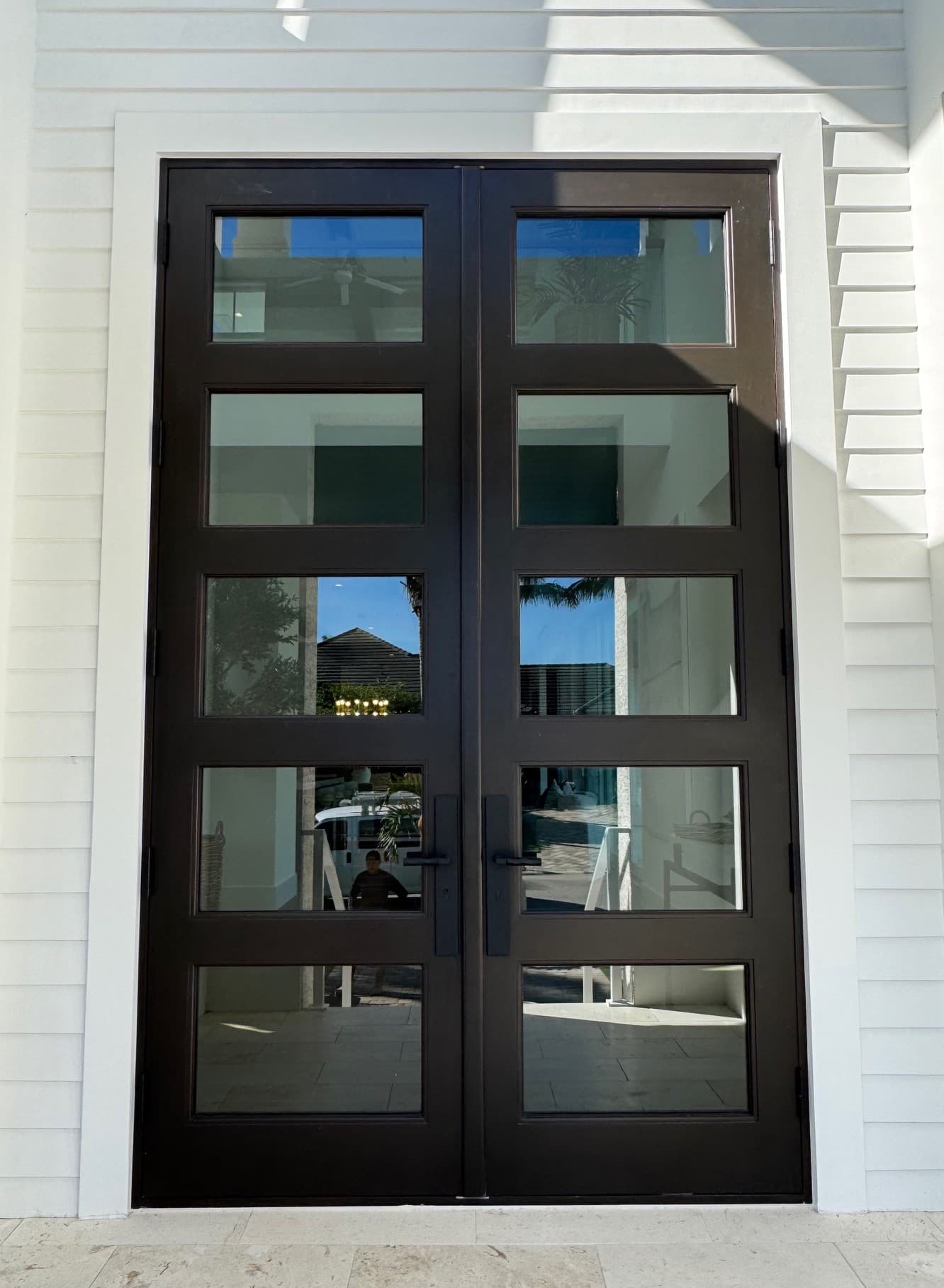 Contemporary mahogany entry door 53