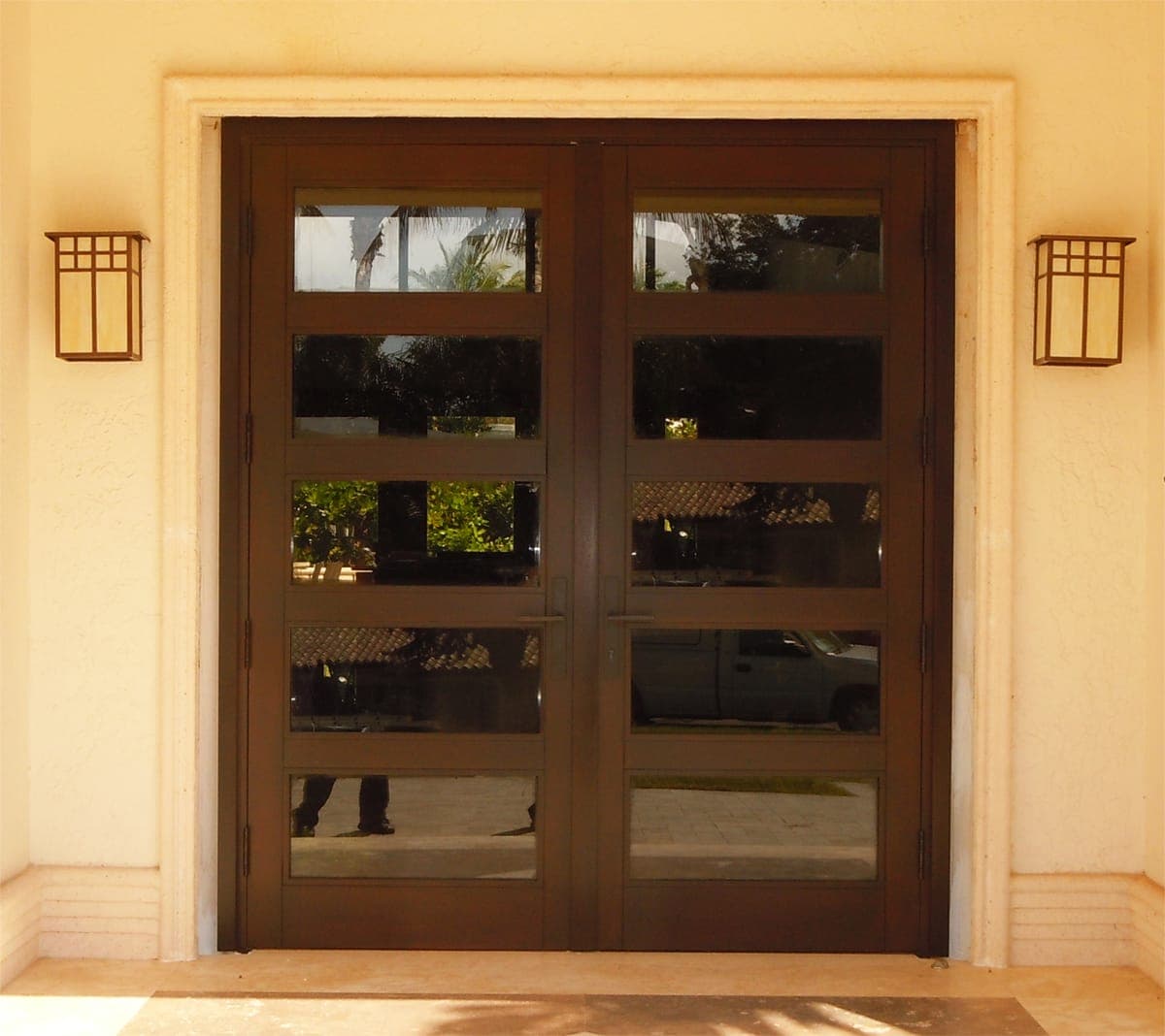 Contemporary mahogany entry door 9