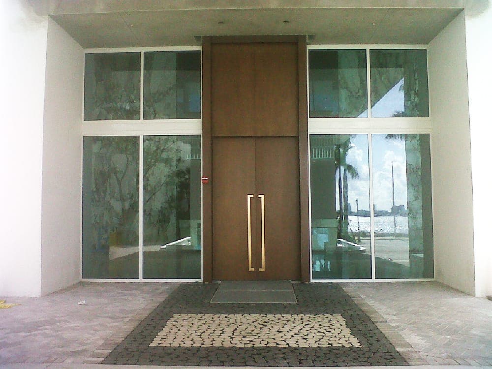 Contemporary mahogany entry door 10