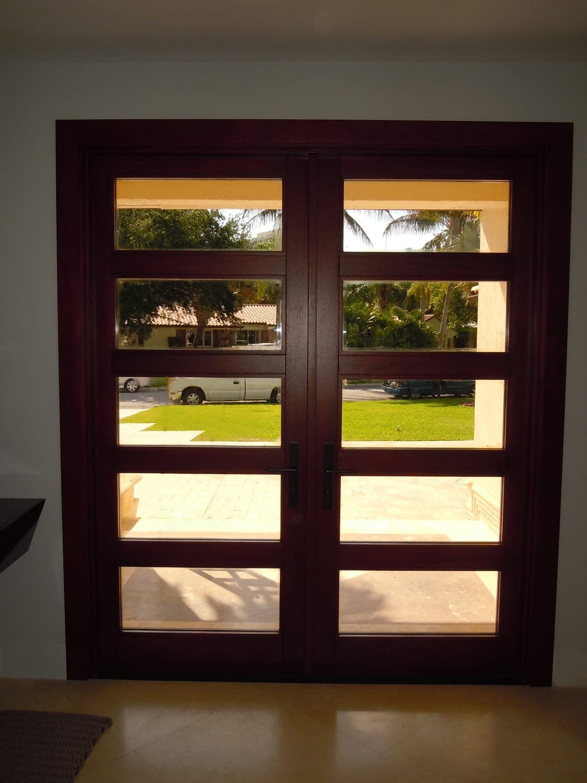 Contemporary mahogany entry door 11
