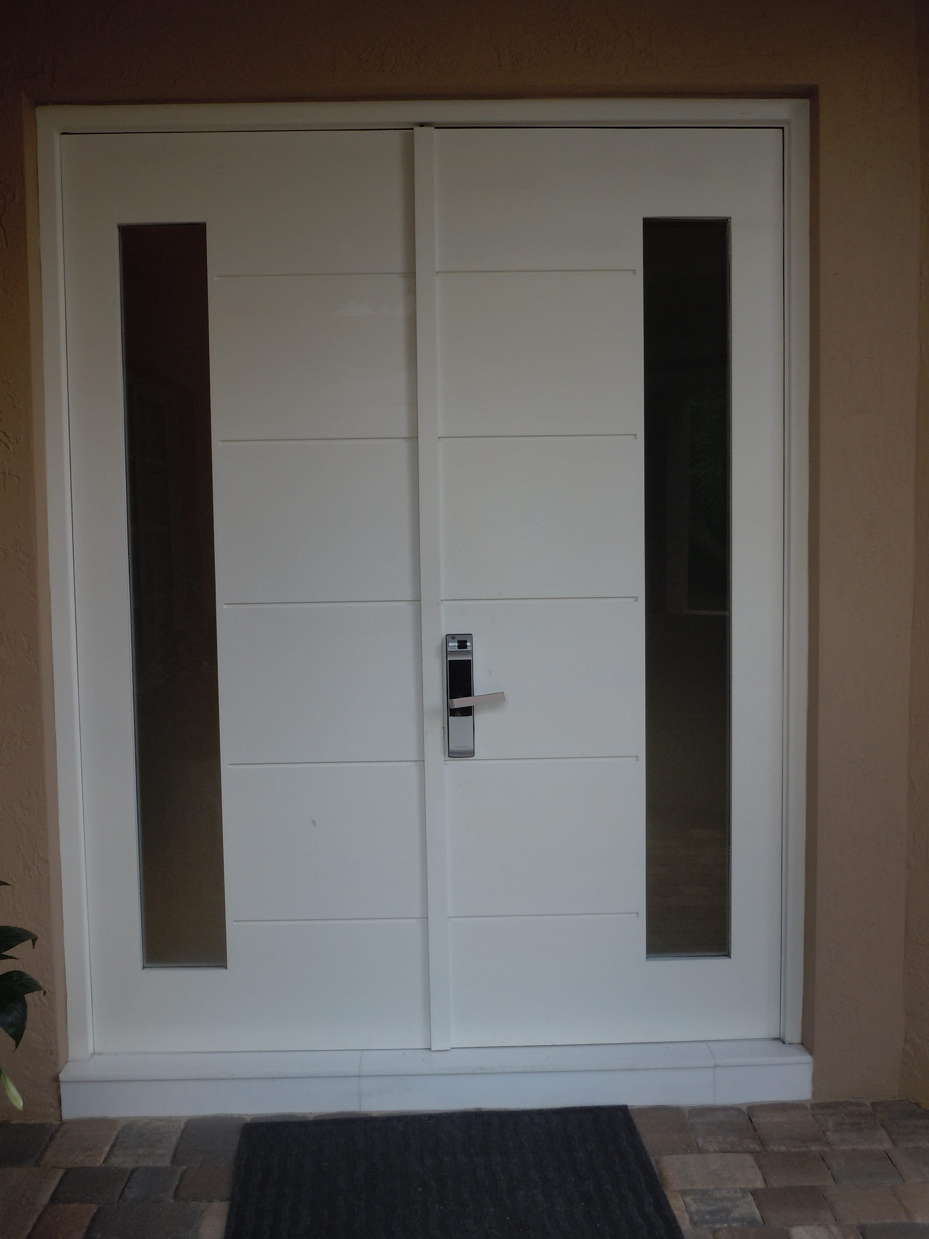 Contemporary mahogany entry door 16