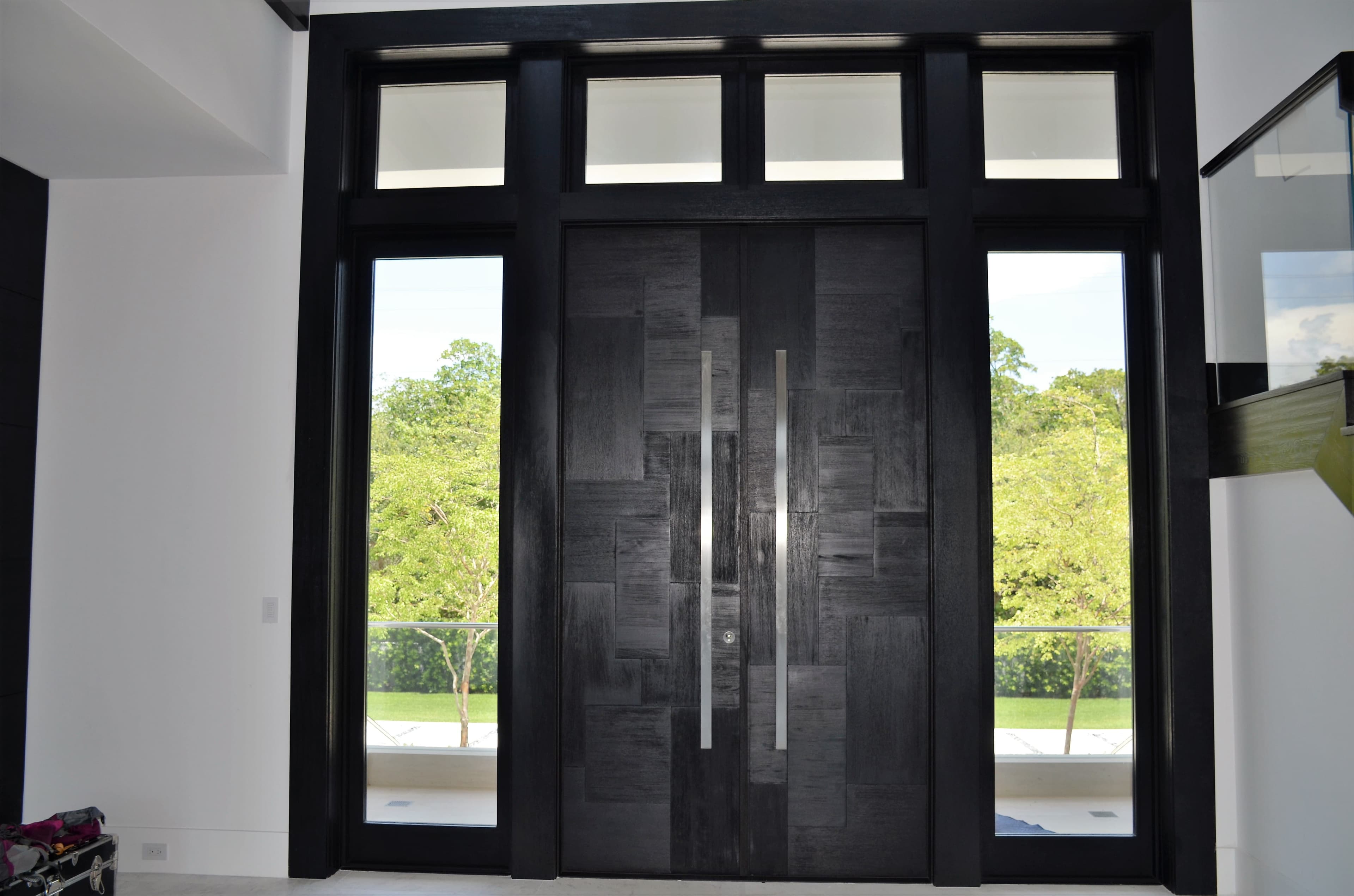 Contemporary mahogany entry door 29