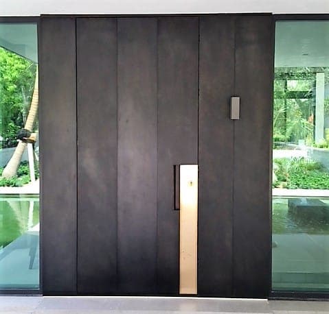 Contemporary mahogany entry door 36