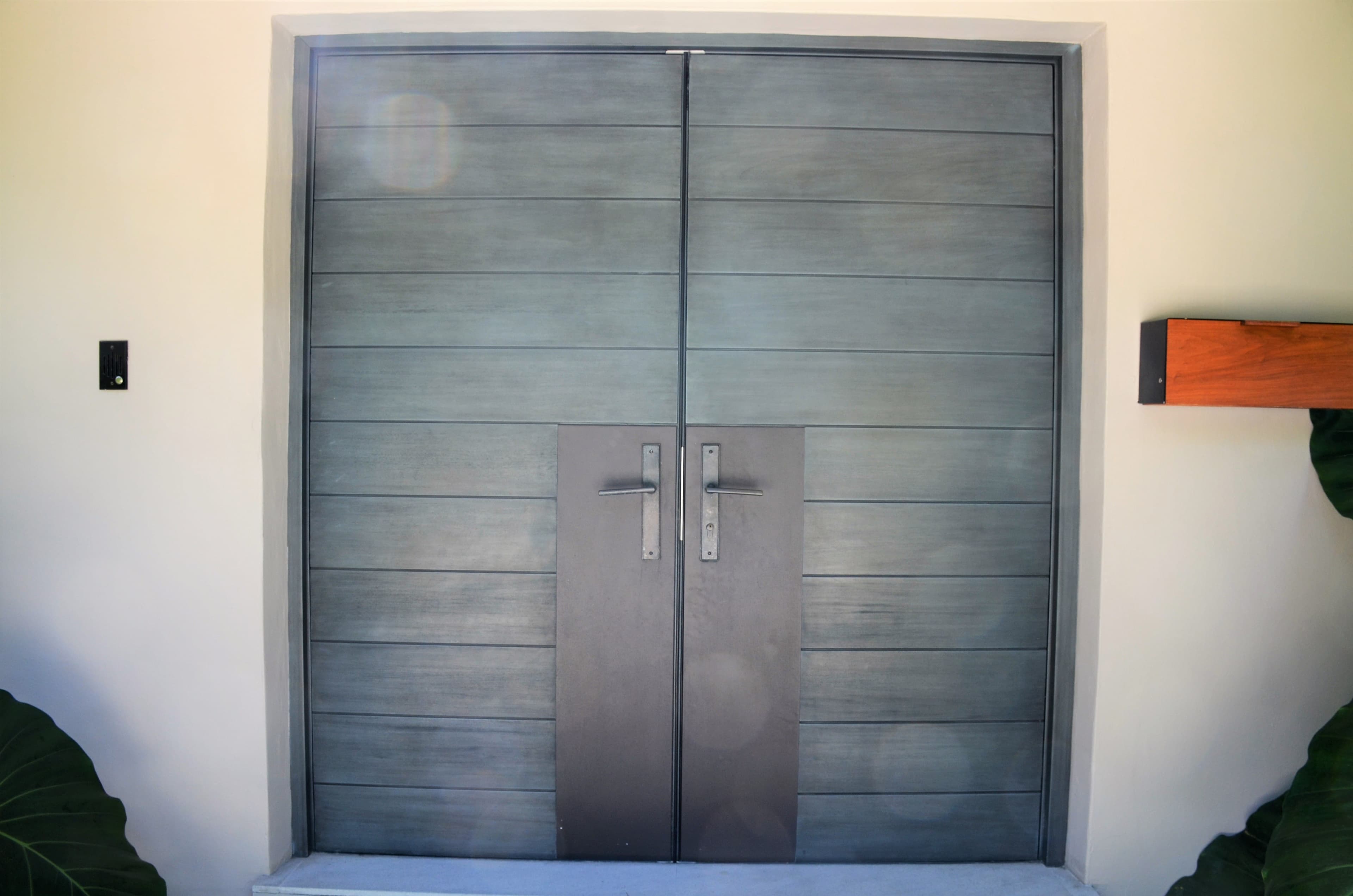 Contemporary mahogany entry door 39