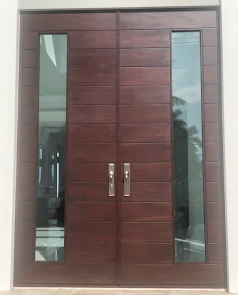 Contemporary mahogany entry door 45