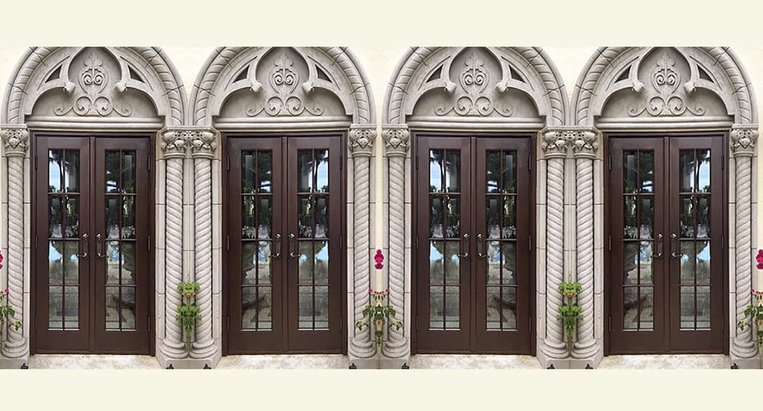 Custom mahogany doors and windows installation